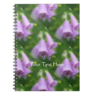 Rosa Foxglove Flowers Nature Art Mönster Anteckningsbok