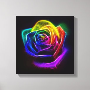 Rosa Fractal för regnbåge Canvastryck