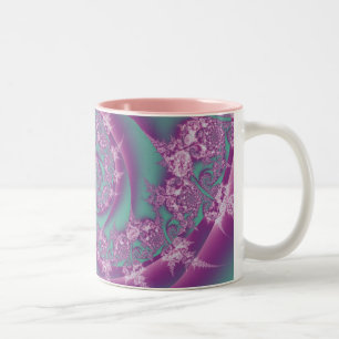 Rosa Fractal Swirl Två-Tonad Mugg