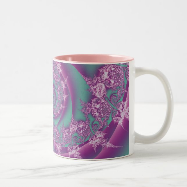 Rosa Fractal Swirl Två-Tonad Mugg (Höger)