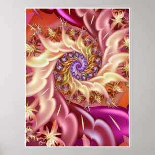Rosa fraktal oändlighetsspiral poster