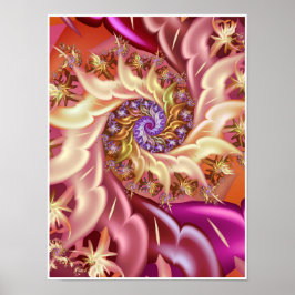 Rosa fraktal oändlighetsspiral poster