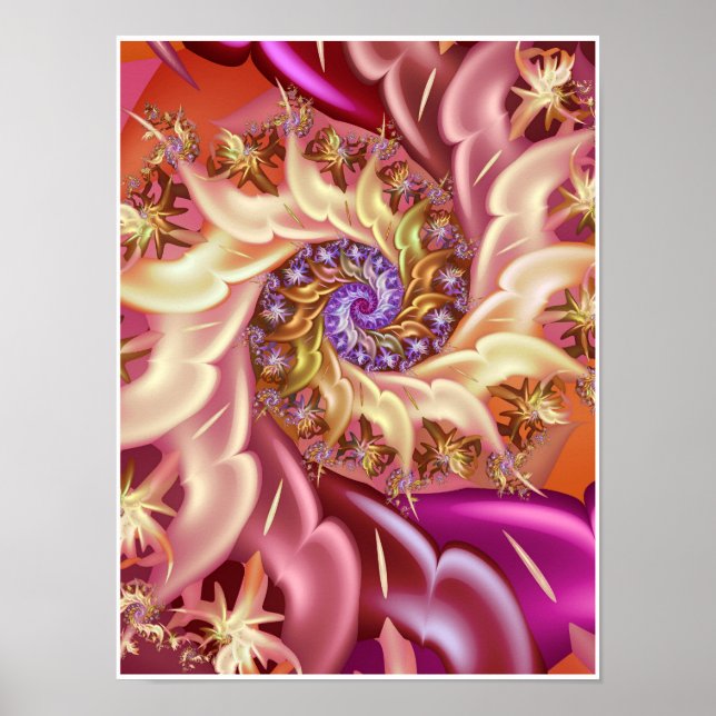 Rosa fraktal oändlighetsspiral poster (Framsidan)