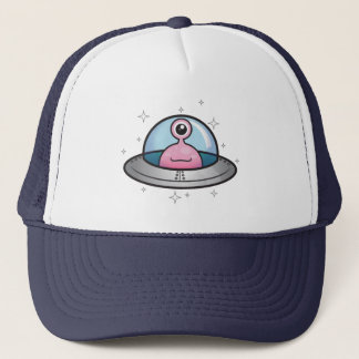 Rosa främling i Spaceshiphatt Truckerkeps