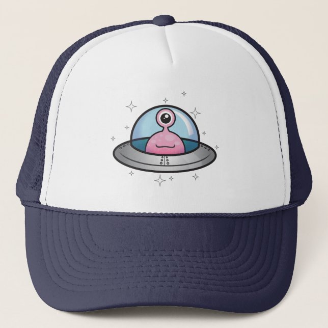 Rosa främling i Spaceshiphatt Truckerkeps (Framsida)