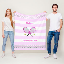 Rosa framtida tennis-stjärnans personlig strimlad fleecefilt