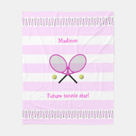 Rosa framtida tennis-stjärnans personlig strimlad fleecefilt