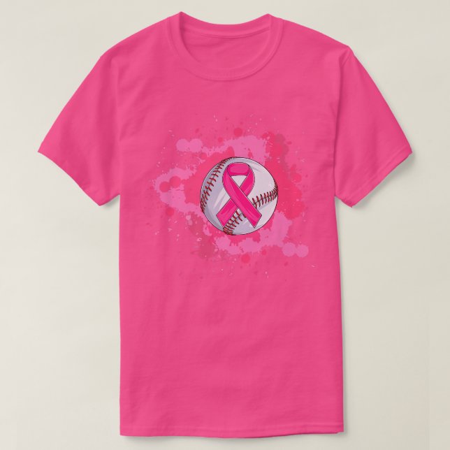 Rosa från Baseball Ribbon Breast Cancer Awareness T Shirt (Design framsida)
