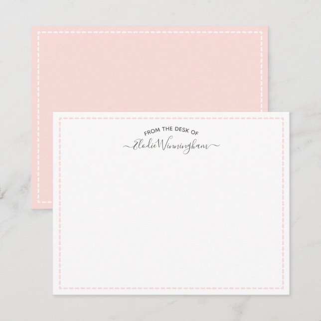  Rosa från Namn skrivbord i skript Anteckningskort (Fram/baksida)