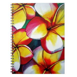 Rosa Frangipani-blommans anteckningsbok Med Spiral