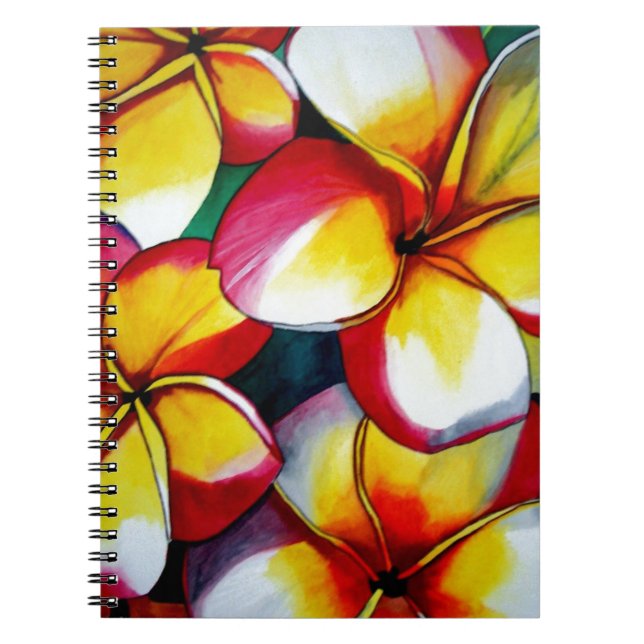 Rosa Frangipani-blommans anteckningsbok Med Spiral (Framsidan)