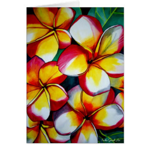 Rosa Frangipani-blomsterkort av Sacha Grossel Art Hälsningskort