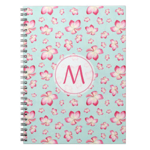 Rosa Frangipani Monogram Aqua Anteckningsbok