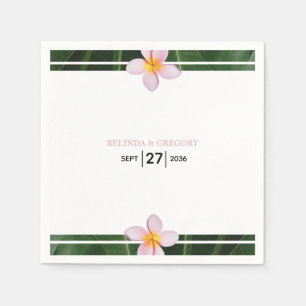 Rosa Frangipani Plumeria Bröllop Pappersservett