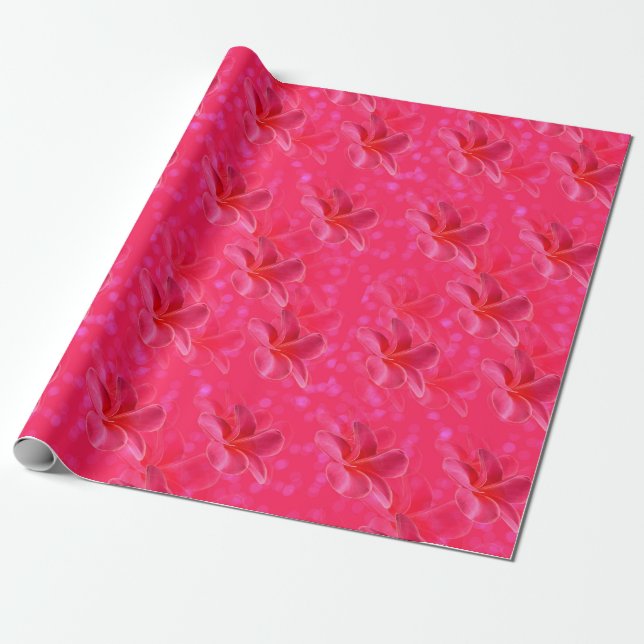 Rosa Frangipani Plumeria Flower Mönster Presentpapper (Utrullad)