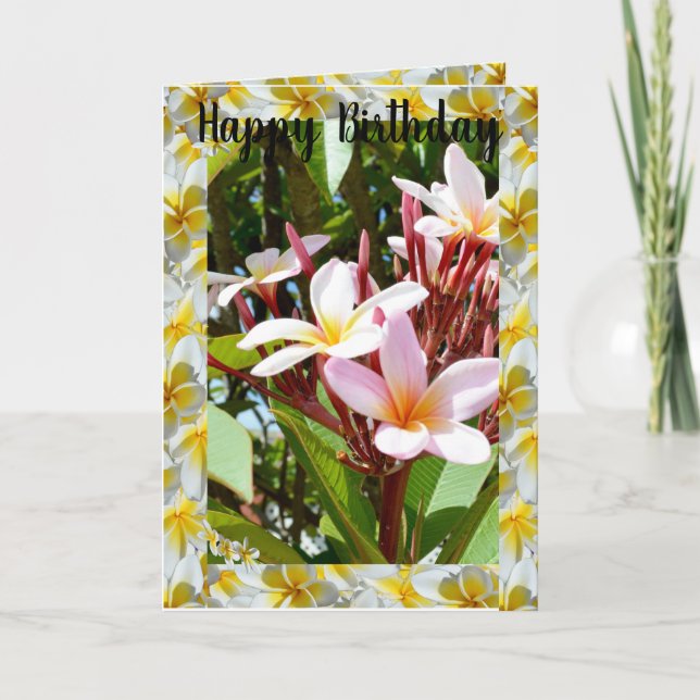 Rosa Frangipani Träd, Viktat gratulationskort Kort (Framsida)