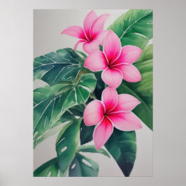Rosa Frangipani Watercolor Flower Poster