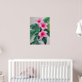 Rosa Frangipani Watercolor Flower Poster