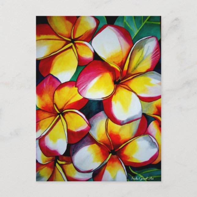 Rosa Frangipanis-vykort Sacha Grossel Art Vykort (Framsida)