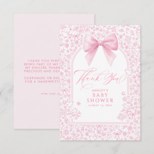 Rosa fransk blomster Chinoiserie baby shower Tack Kort