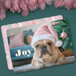 Rosa Fransk Bulldog Foil-Helgdag-kort
