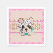 Rosa Fransk Bulldog Napkins