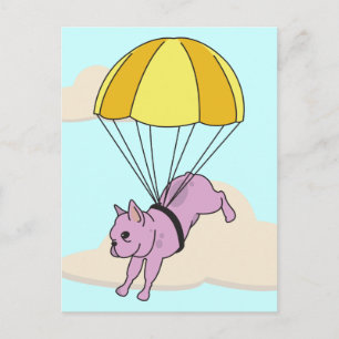 Rosa Fransk Bulldog Umbrella Roligt Postcard Vykort