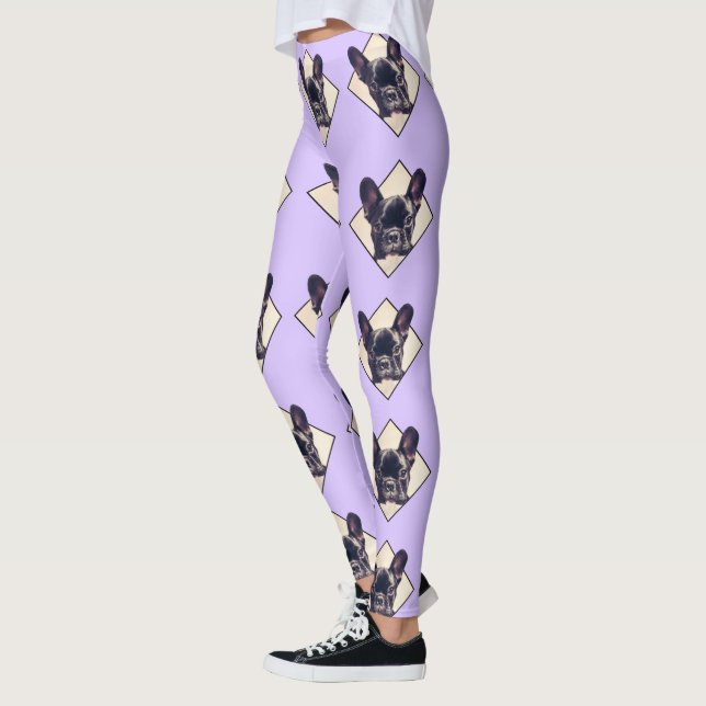 Rosa fransk bulldogghunddamasker leggings (Vänster)