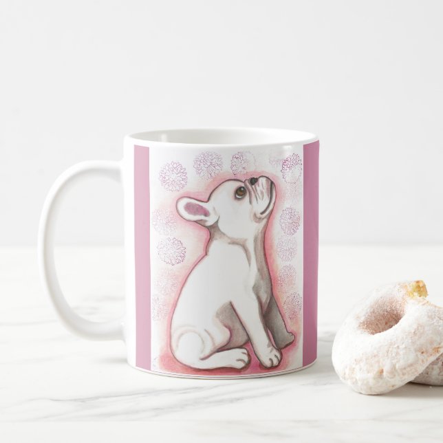 Rosa fransk bulldoggmugg kaffemugg (Med munk)