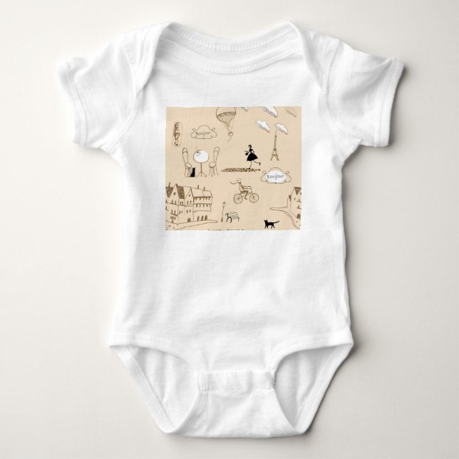 Rosa Fransk: Chic Mönster Design. T Shirt (Framsida)