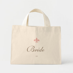Rosa Fransk Fleur de Lis Bride Initial Monogram Mini Tygkasse