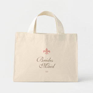 Rosa Fransk Fleur de Lis Bridesmaid initial Mini Tygkasse