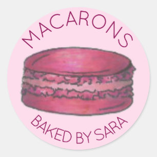 Rosa Fransk Macaron Cookie bakad av Homemade Runt Klistermärke