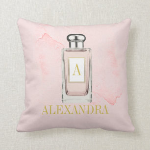 Rosa Fransk Parfym Flaska Chic Monogram Personal Kudde