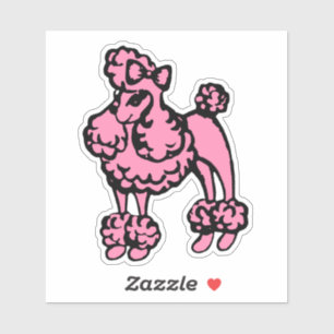 Rosa Fransk Pudel Sticker Klistermärken