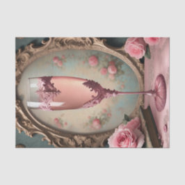 Rosa Fransk Rococo Champagne Glass Decoupage Pappe