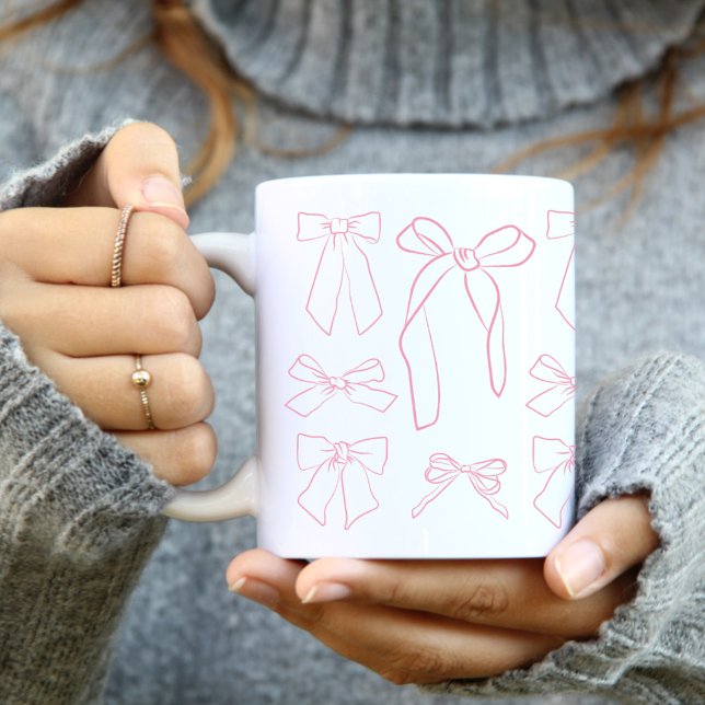 Rosa Fransk Stil Hand plockade Bows Kaffemugg (Skapare uppladdad)