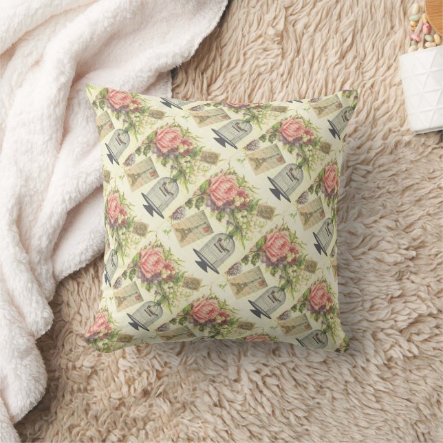 Rosa Fransk Tema Vintage Paris Dekorativ kudde (Filt)