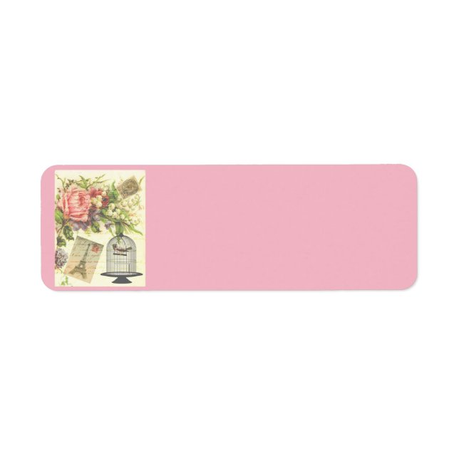 Rosa Fransk Tema Vintage Paris Returadress Etikett (Framsidan)