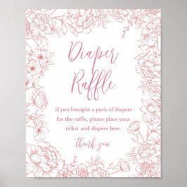 ROSA FRANSK TOILE Diaper Raffle Baby Shower Sign Poster