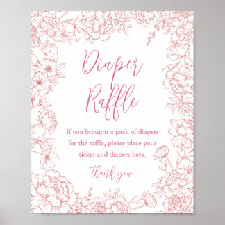 ROSA FRANSK TOILE Diaper Raffle Baby Shower Sign Poster