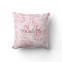 Rosa Fransk Toile Monogram Initial Namn