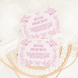 Rosa franska blommiga Toile-böcker för baby shower Tilläggskort