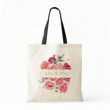 Rosa franska peonior Blommig Brudtärna Monogram