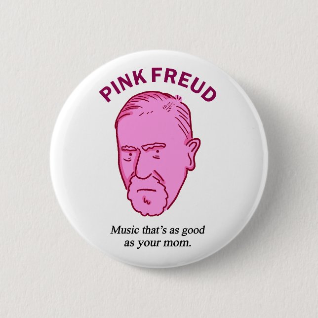 Rosa Freud Funny Music Psychology Pun Button Pin Knapp (Framsida)
