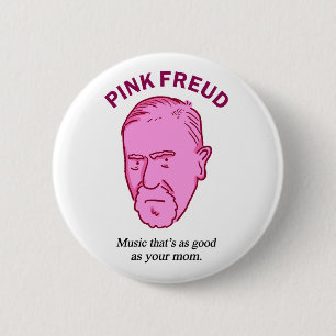 Rosa Freud Funny Music Psychology Pun Button Pin Knapp