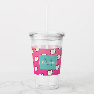 Rosa Fried Eggs Ombre Monogram Anpassningsbar Take Away Mugg