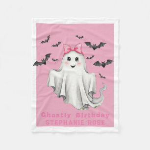 Rosa Friendly Girl Ghost med Fladdermus Flies Gift Fleecefilt