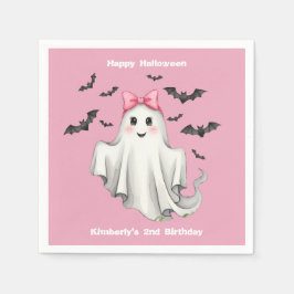 Rosa Friendly Girl Ghost med Fladdermus Flygande Pappersservett