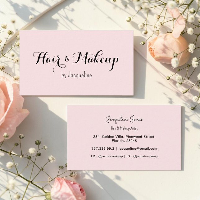 Rosa frisör Makeup Skönhetssalong Enkel  Visitkort (Skapare uppladdad)